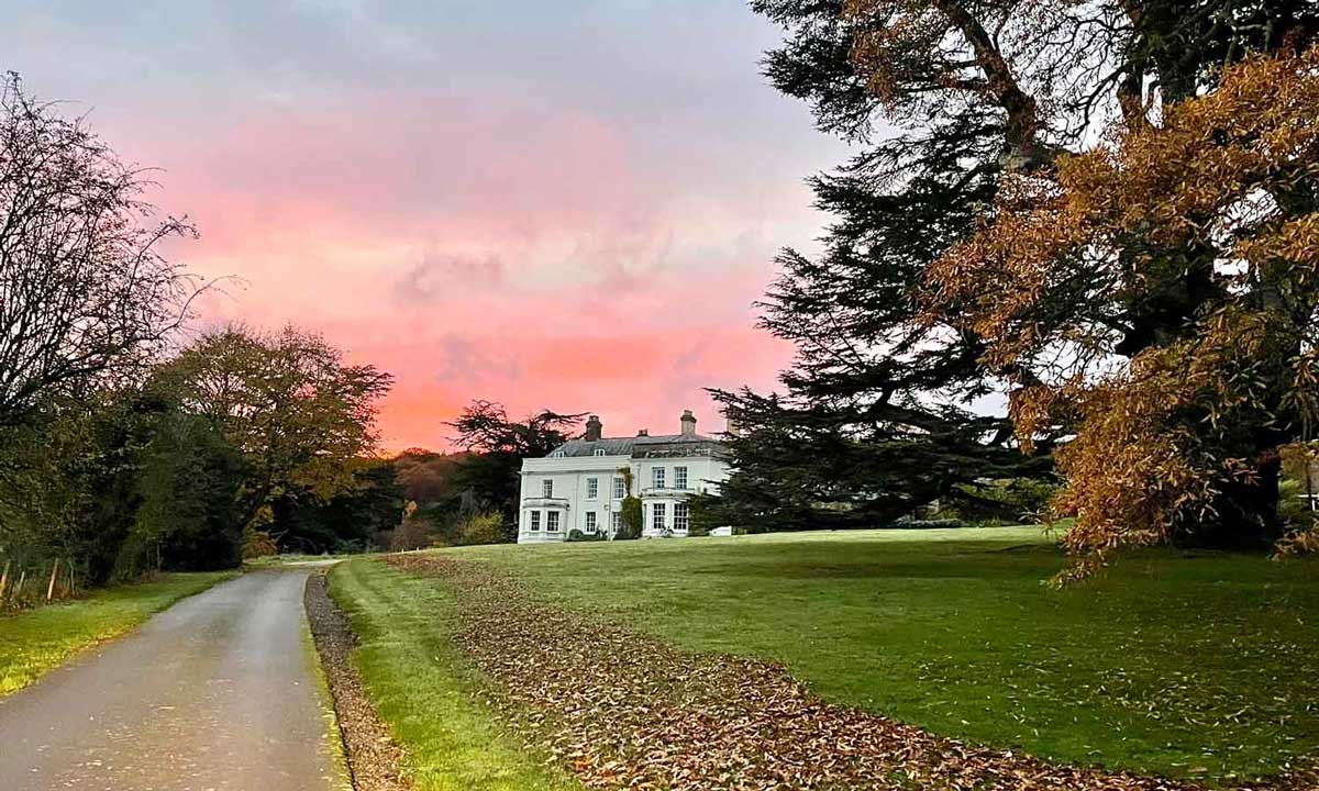 Sunset over The Salwey Lodge - historic accommodation and walking holidays near Ludlow